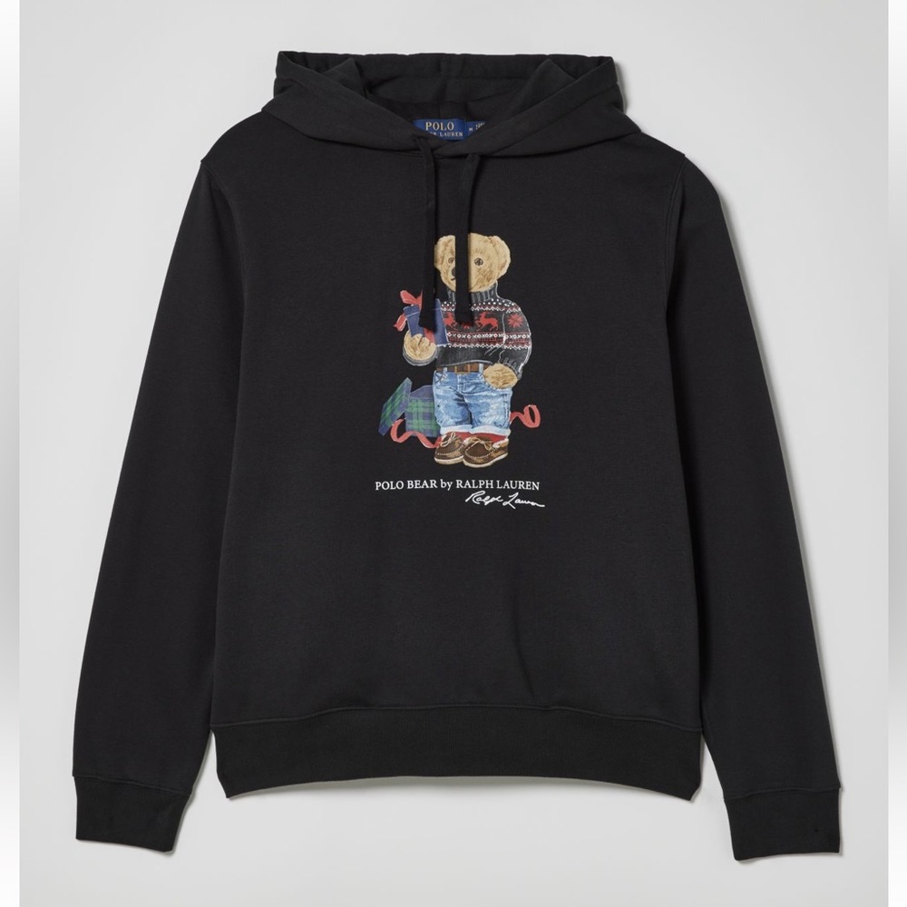 New Black Polo Ralph Lauren Bear Hoodie Sweatshirt